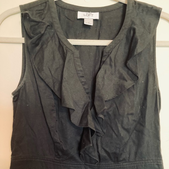 LOFT DENIM/LINEN-LOOK DRESS W/ RUFFLE-2 EUC - Picture 3 of 4